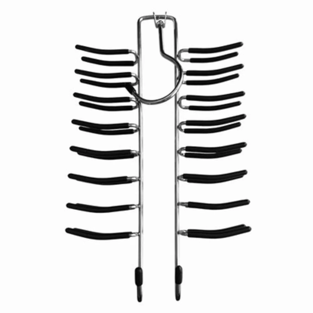 Chrome Non-Slip Tie Belt Hanger Rack Organizer 20 Hook Space Saving 6.5x15
